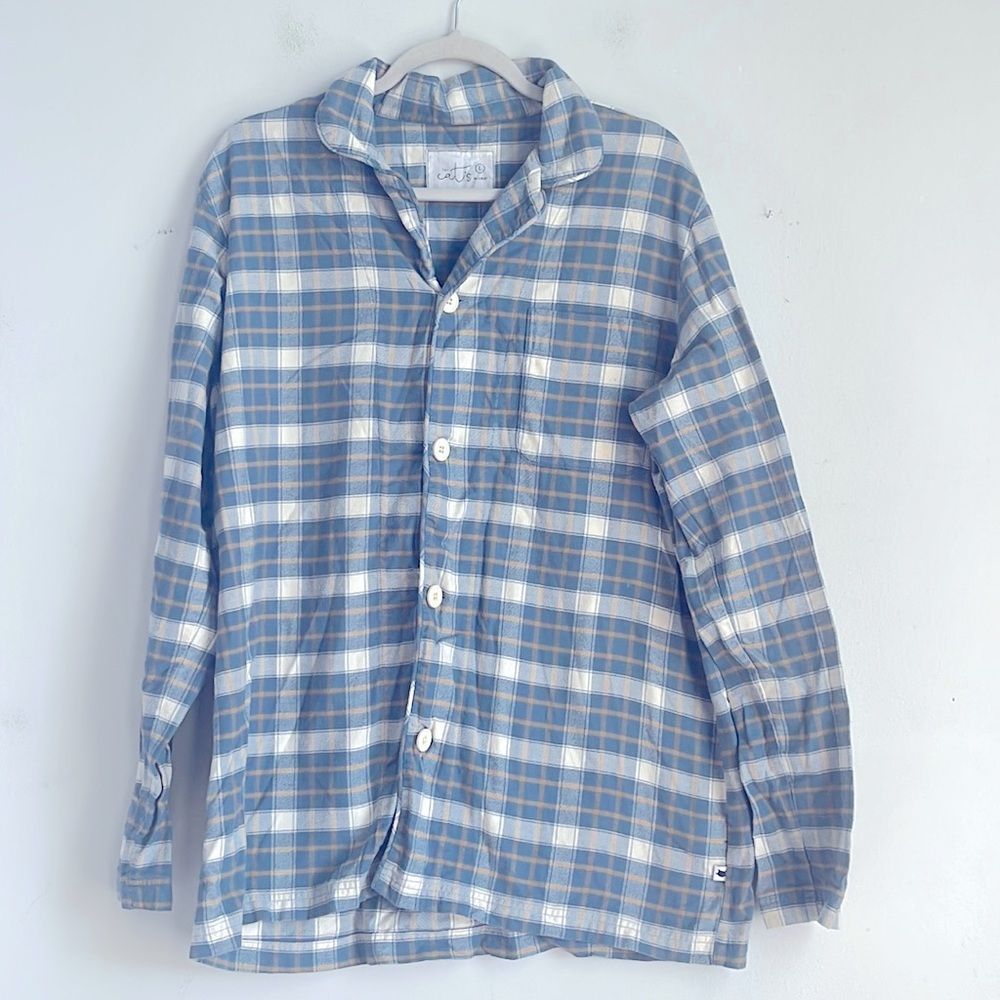The Cat's Pajamas plaid cotton flannel long sleeve pajama sleep shirt sz L